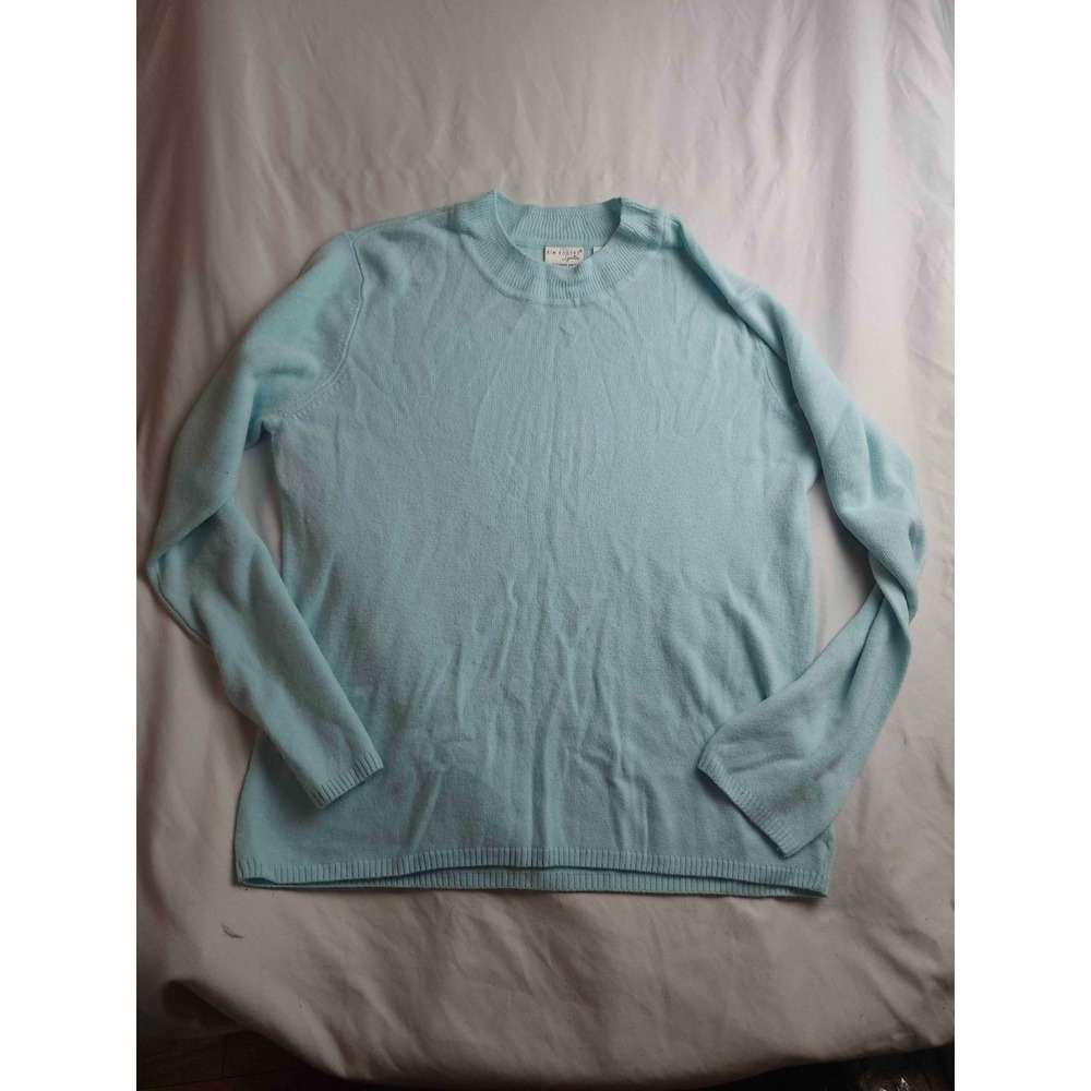 Kim Rogers Mock Neck‎ Sweater Womens Large Blue Knit Coastal Grandma Pullover